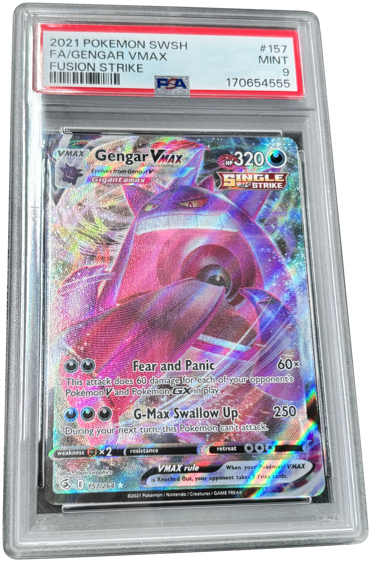 PSA 9 Gengar VMAX #157 Fusion Strike (2021) Pokémon TCG
