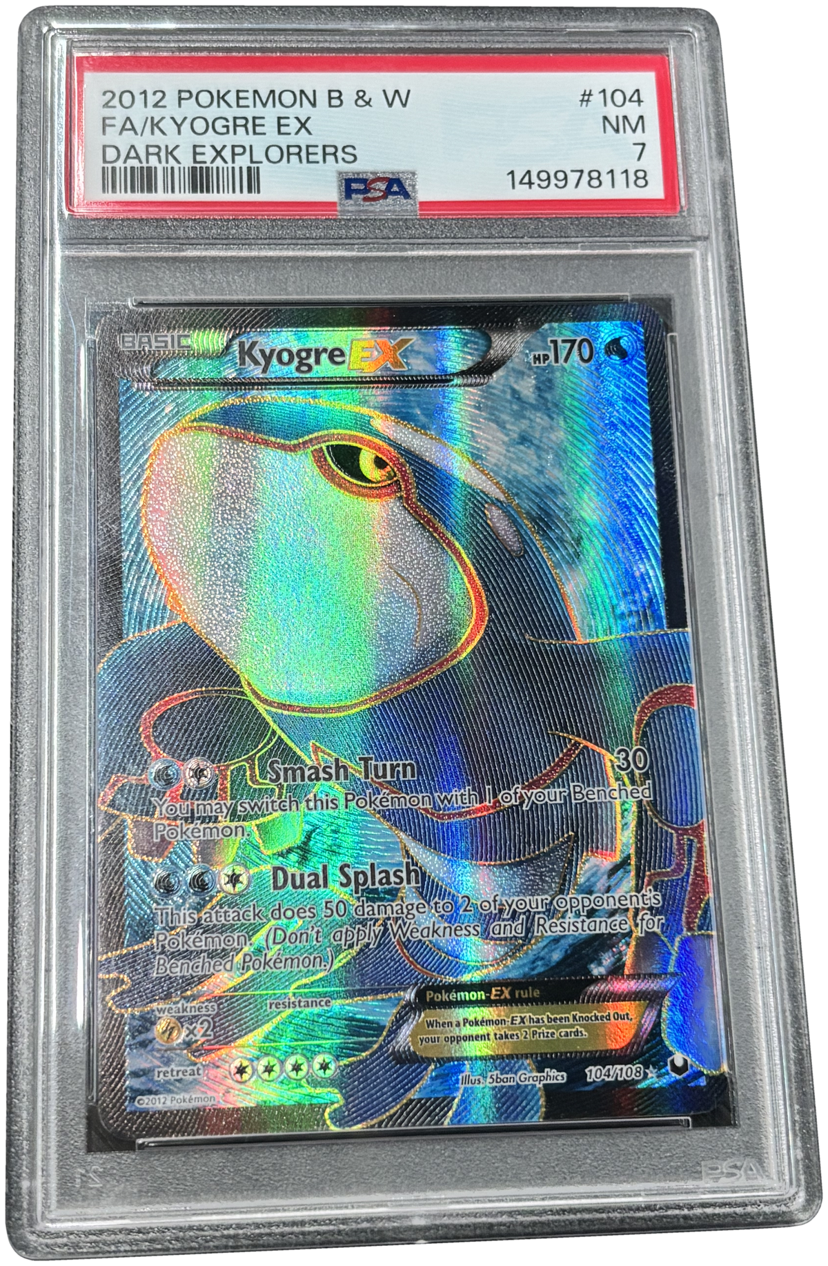 PSA 7 Kyogre EX #104 Dark Explorers (2012) Pokémon TCG