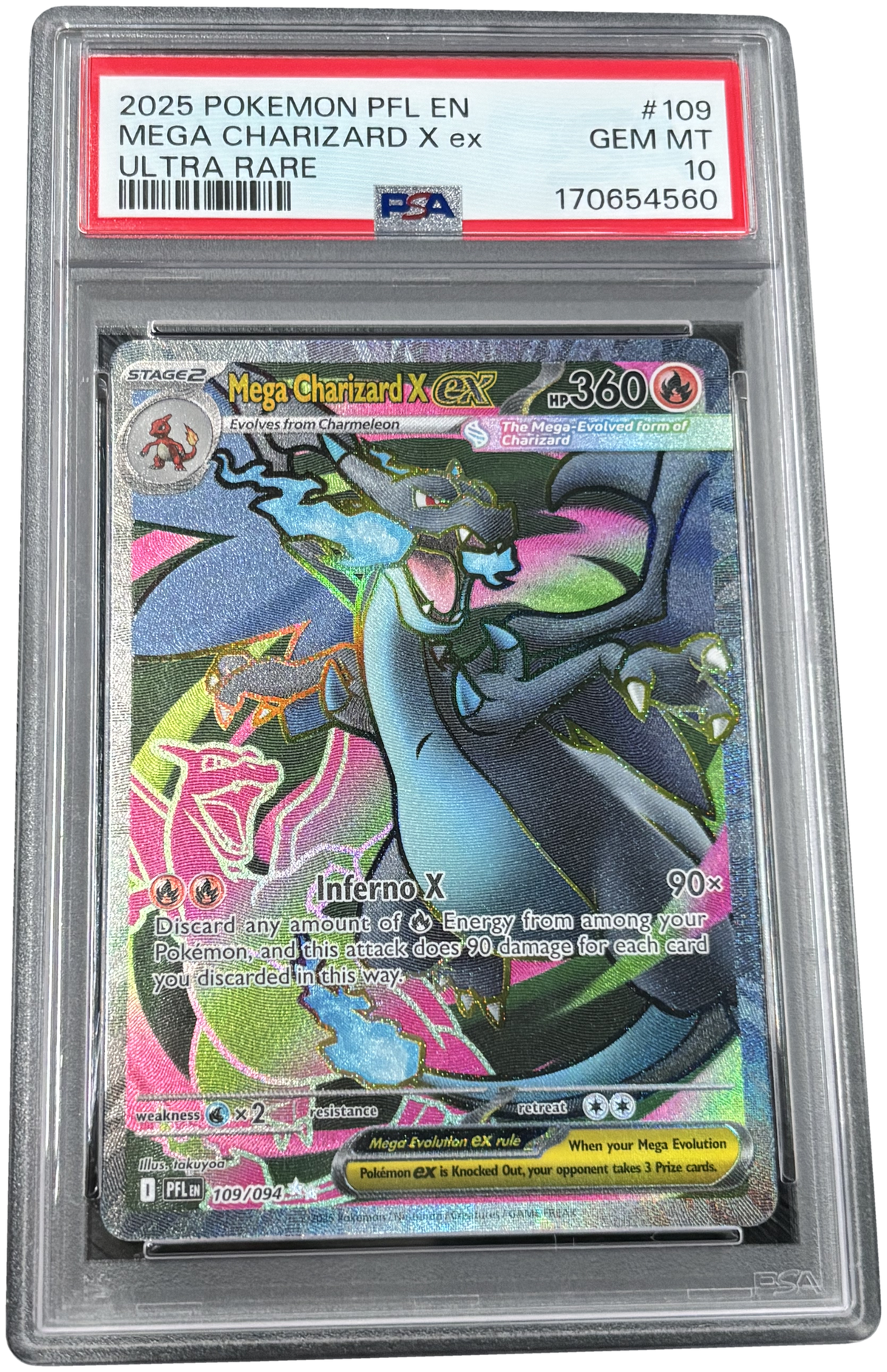 PSA 10 Mega Charizard X ex #109 Phantasmal Flames (2025) Pokémon TCG