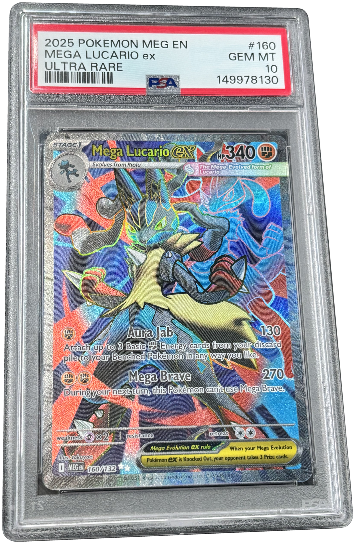 PSA 10 Mega Lucario ex #160 Mega Evolution (2025) Pokémon TCG