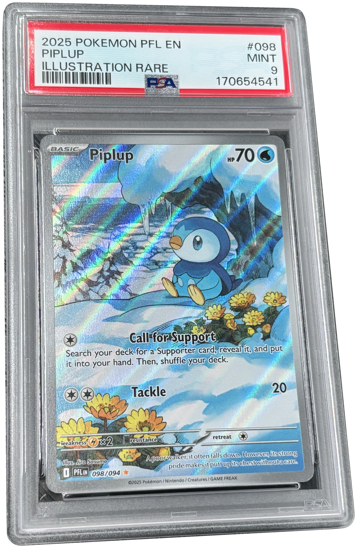 PSA 9 Piplup #098 Phantasmal Flames (2025) Pokémon TCG