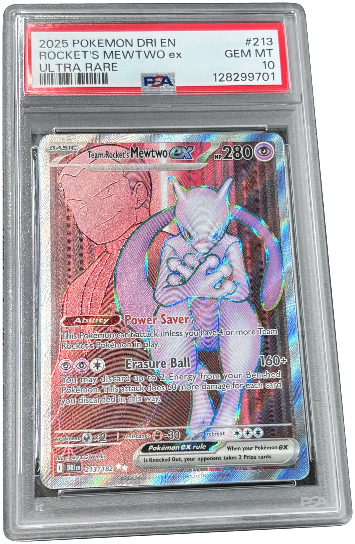 PSA 10 Team Rocket's Mewtwo ex #213 Destined Rivals (2025) Pokémon TCG
